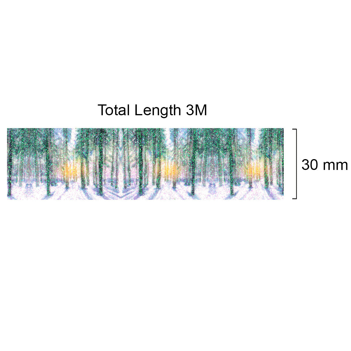 Wrapables Glitter Washi Masking Tape, Snowy Forest, 30mm x 3M
