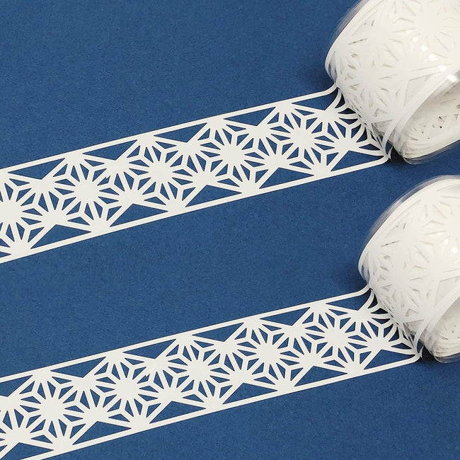 Wrapables Hollow Lace Pattern Masking Tape 2M Length Total (Set of 2), White Geometric