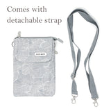 Wrapables Mini Crossbody Cell Phone Bag, Gray Leaves