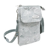 Wrapables Mini Crossbody Cell Phone Bag, Gray Leaves