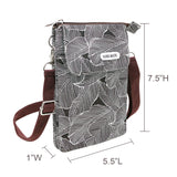 Wrapables Mini Crossbody Cell Phone Bag, Brown Leaves