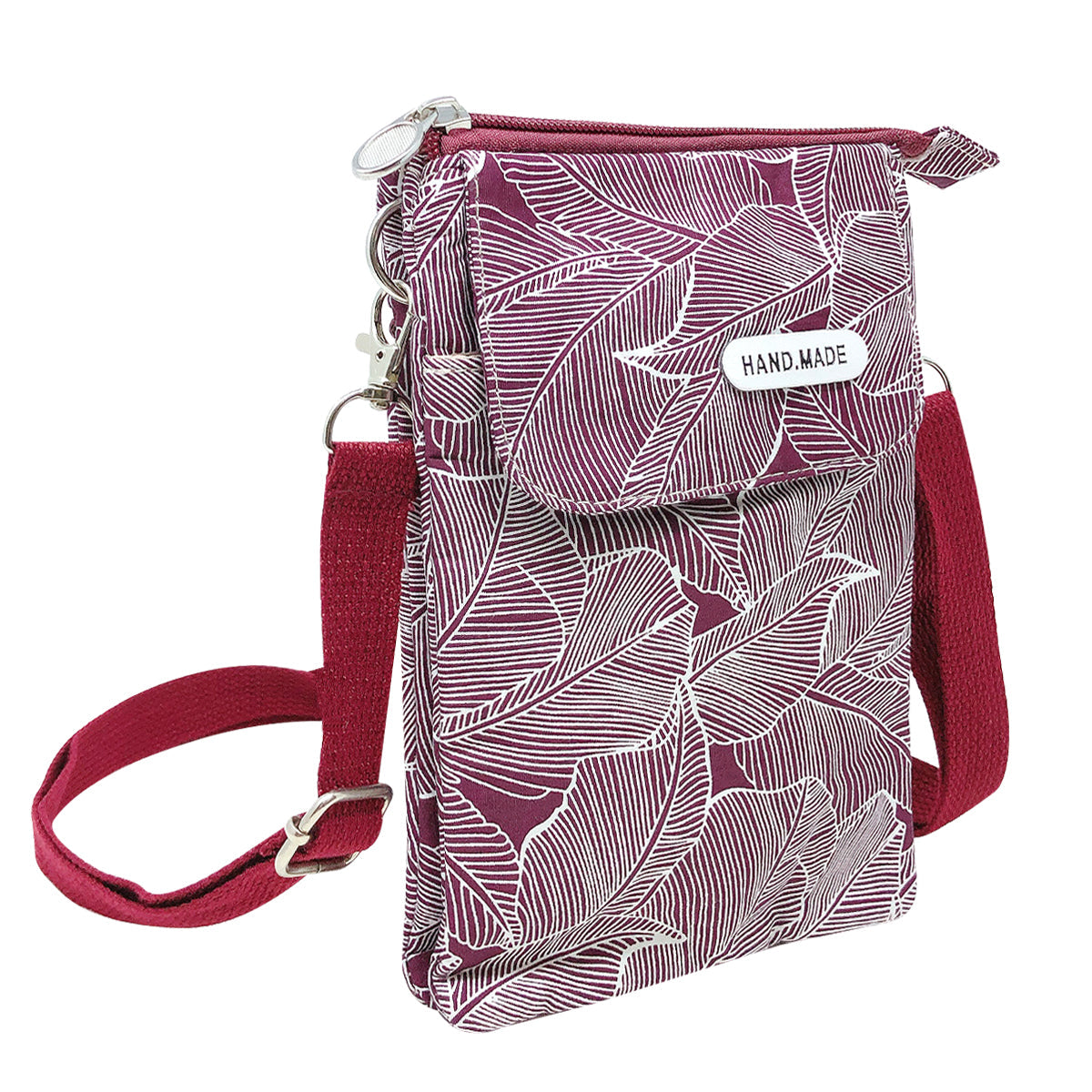 Wrapables Mini Crossbody Cell Phone Bag, Wine Leaves