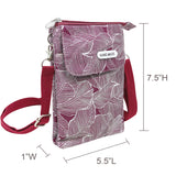 Wrapables Mini Crossbody Cell Phone Bag, Wine Leaves