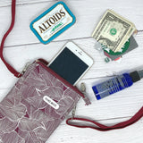 Wrapables Mini Crossbody Cell Phone Bag, Wine Leaves