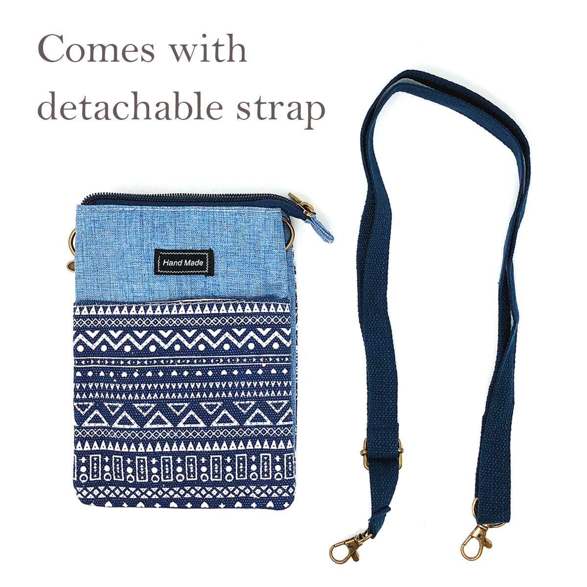 Wrapables Mini Crossbody Cell Phone Bag, Blue Deco