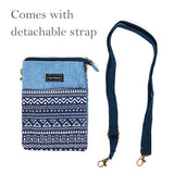 Wrapables Mini Crossbody Cell Phone Bag, Blue Deco