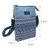 Wrapables Mini Crossbody Cell Phone Bag, Blue Deco