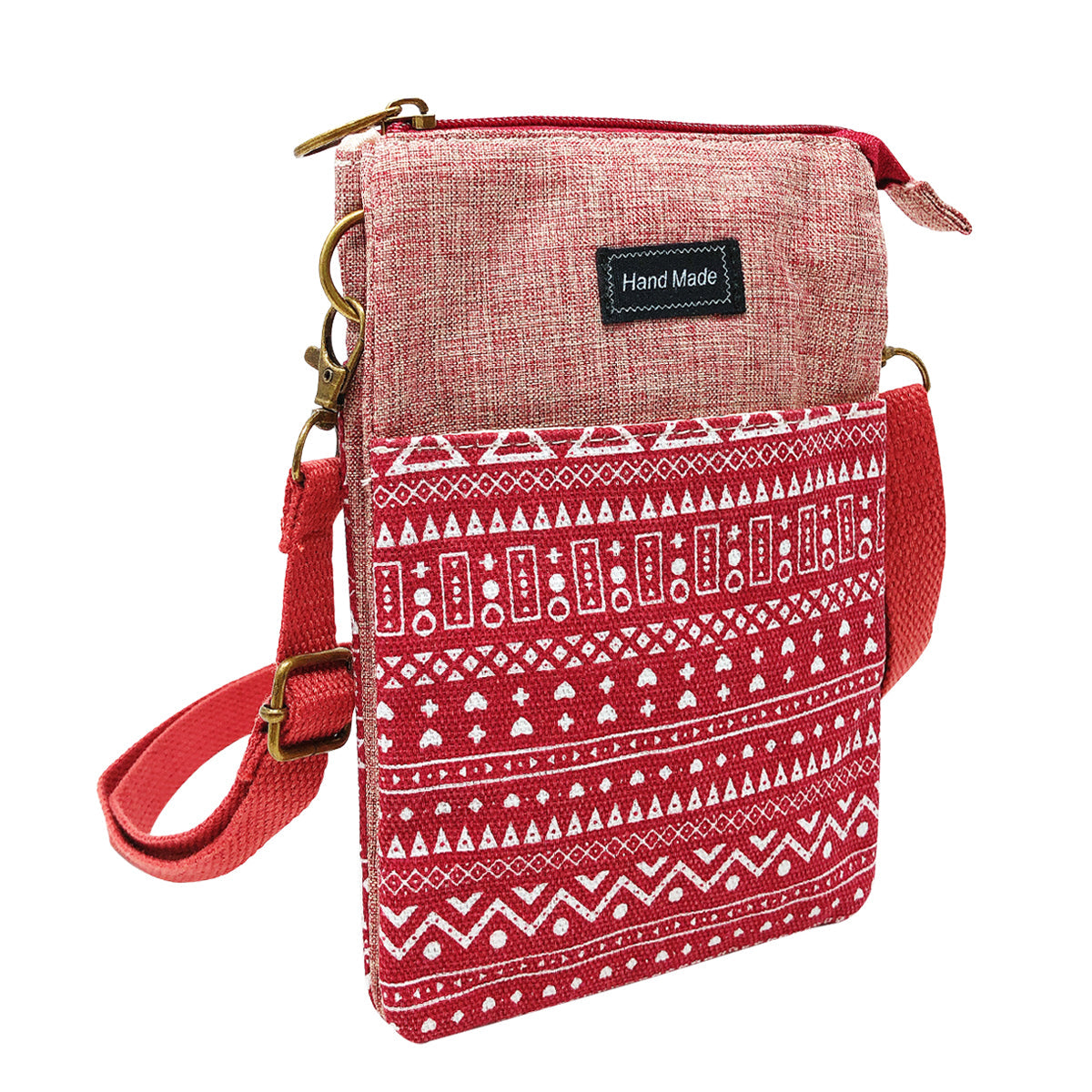 Wrapables Mini Crossbody Cell Phone Bag, Red Deco