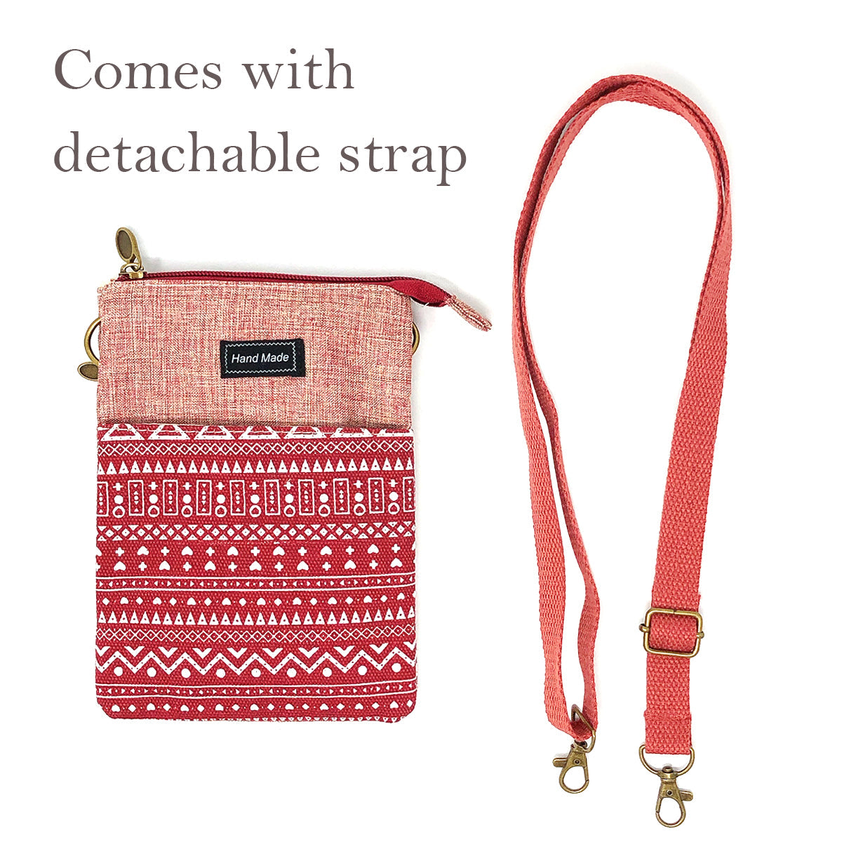 Wrapables Mini Crossbody Cell Phone Bag, Red Deco