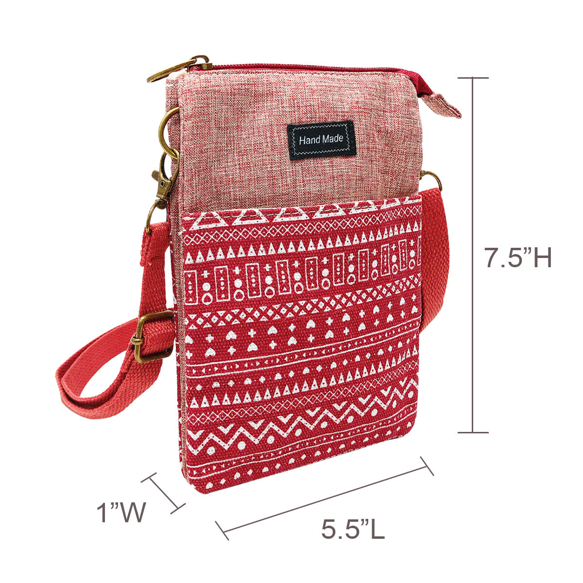 Wrapables Mini Crossbody Cell Phone Bag, Red Deco