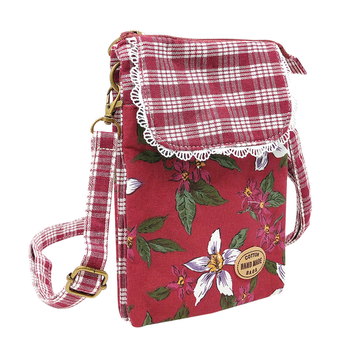 Wrapables Mini Crossbody Cell Phone Bag, Red Country Style