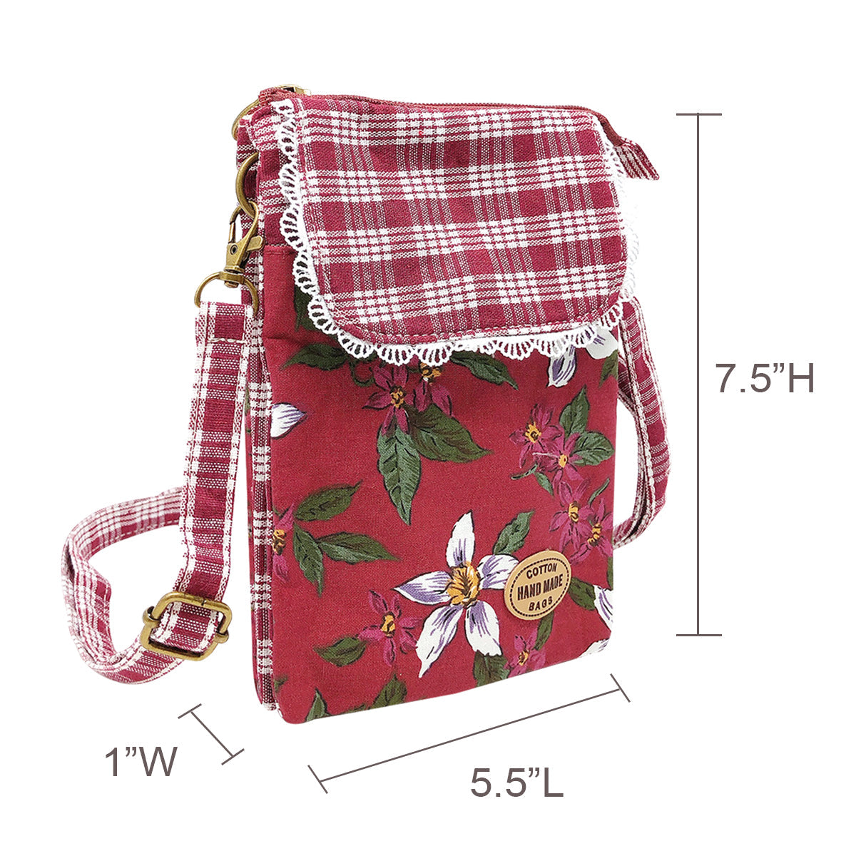 Wrapables Mini Crossbody Cell Phone Bag, Red Country Style