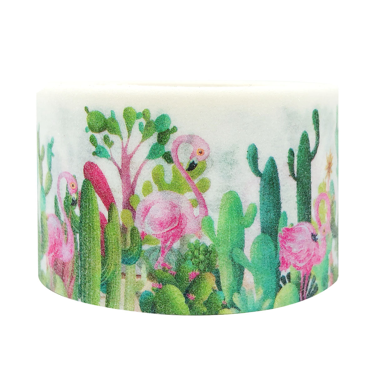 Wrapables Glitter Washi Masking Tape, Cactus & Flamingos, 30mm x 5M