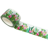 Wrapables Glitter Washi Masking Tape, Cactus & Flamingos, 30mm x 5M