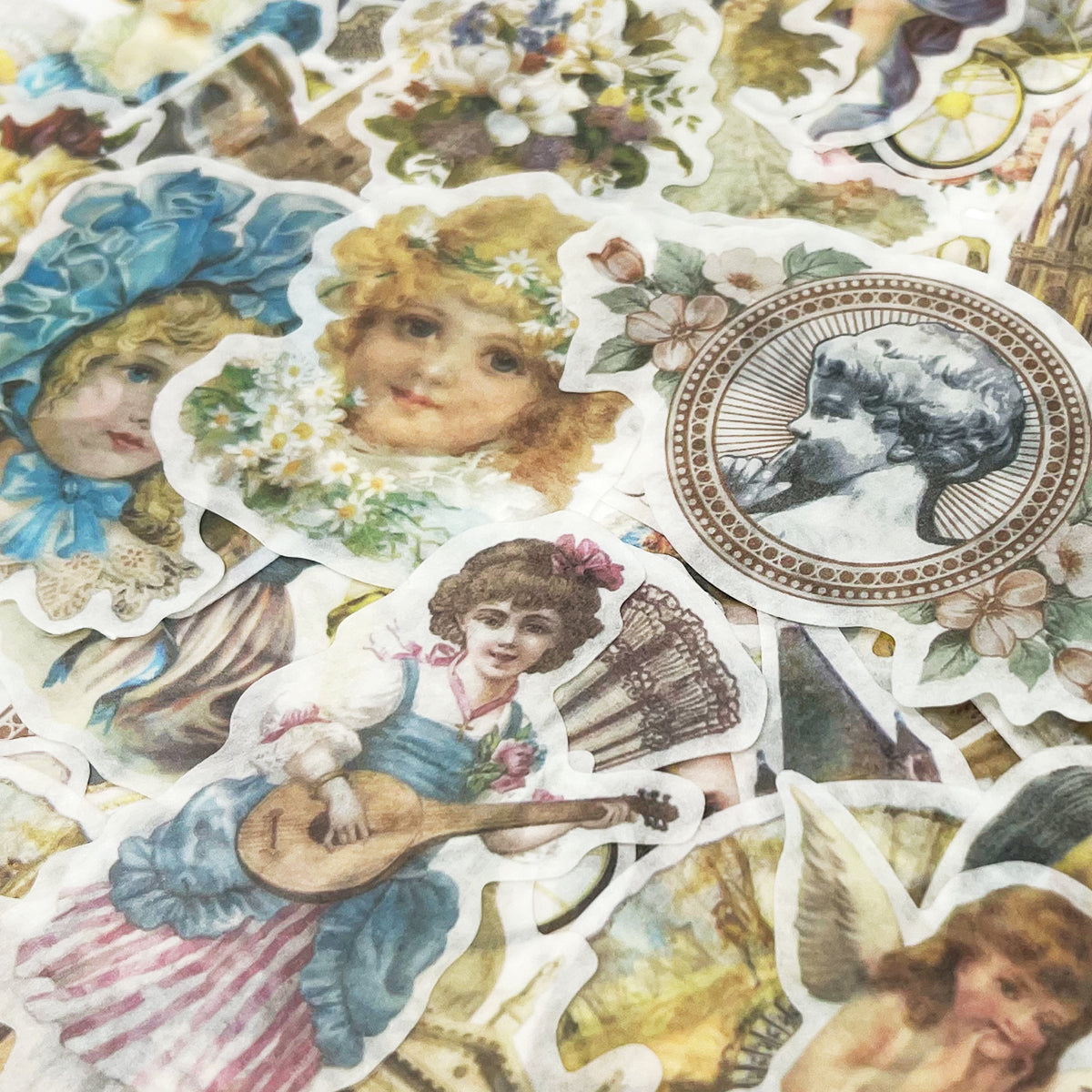 Wrapables Decorative Scrapbooking Washi Stickers, DIY Crafts for Stationery, Diary, Card Making (60 pcs), Floral Dream