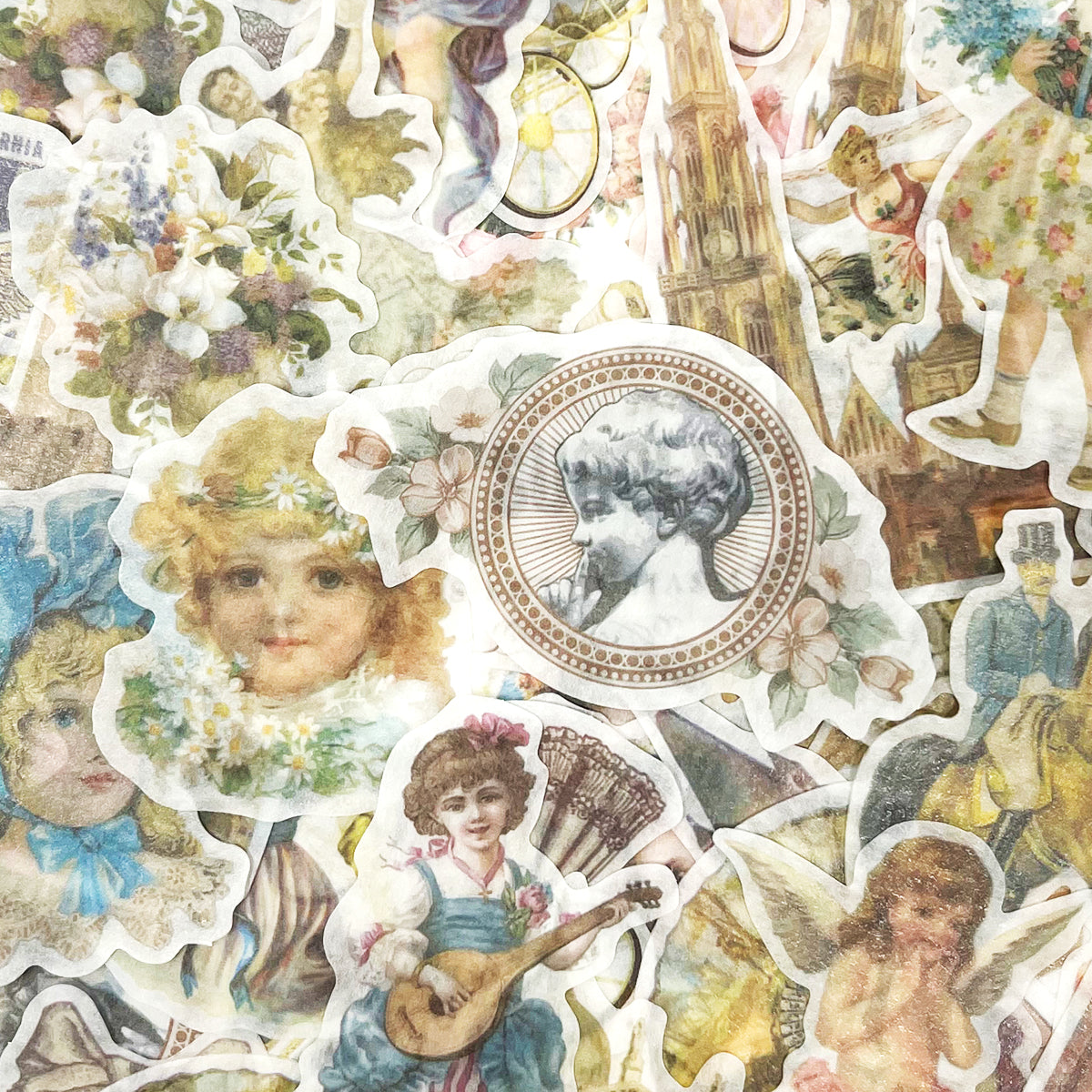 Wrapables Decorative Scrapbooking Washi Stickers, DIY Crafts for Stationery, Diary, Card Making (60 pcs), Floral Dream