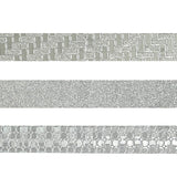 Wrapables Glitter and Shine Washi Tapes Decorative Masking Tapes (Set of 3), Silver Glitz and Glitter