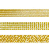 Wrapables Glitter and Shine Washi Tapes Decorative Masking Tapes (Set of 3), Gold Glitz and Snake Print