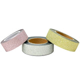 Wrapables Glitter and Shine Washi Tapes Decorative Masking Tapes (Set of 3), Solid Glitter Pastel