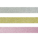 Wrapables Glitter and Shine Washi Tapes Decorative Masking Tapes (Set of 3), Solid Glitter Pastel