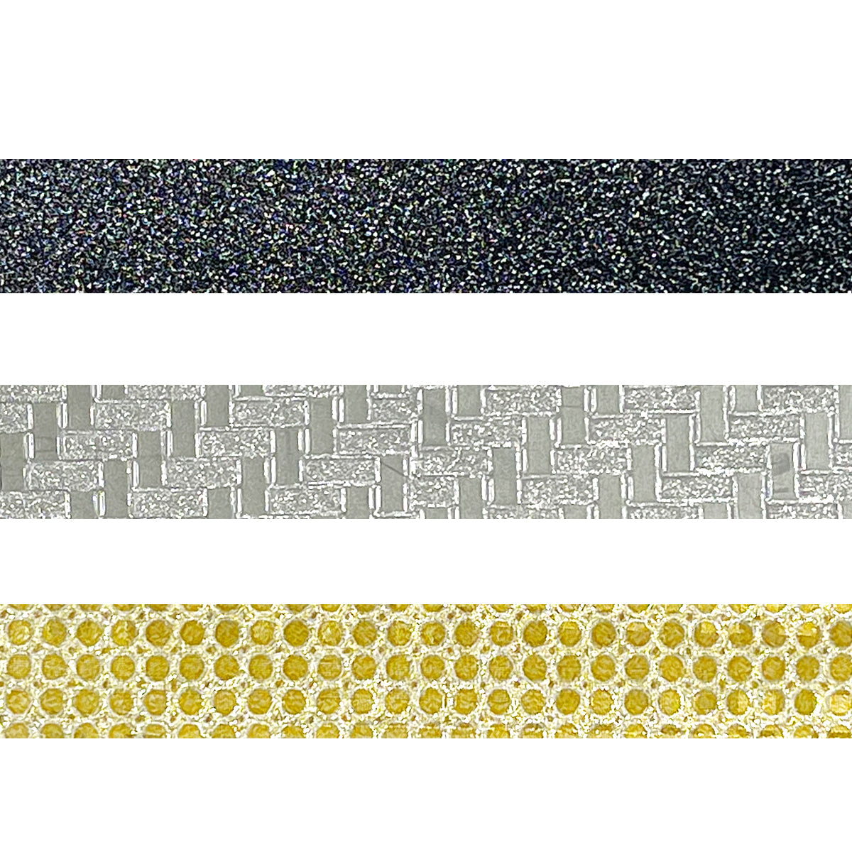 Wrapables Glitter and Shine Washi Tapes Decorative Masking Tapes (Set of 3), Onyx Glitz and Glitter