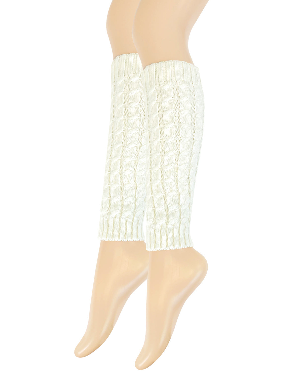 Wrapables Women's Cable Knit Leg Warmers, Cream