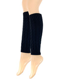 Wrapables Women's Cable Knit Leg Warmers, Black