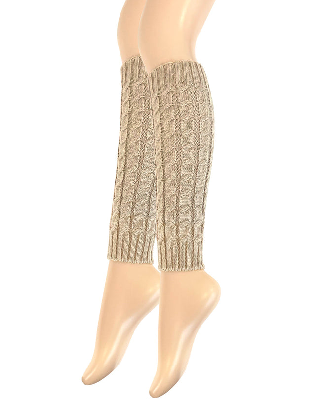 Wrapables Women's Cable Knit Leg Warmers, Khaki