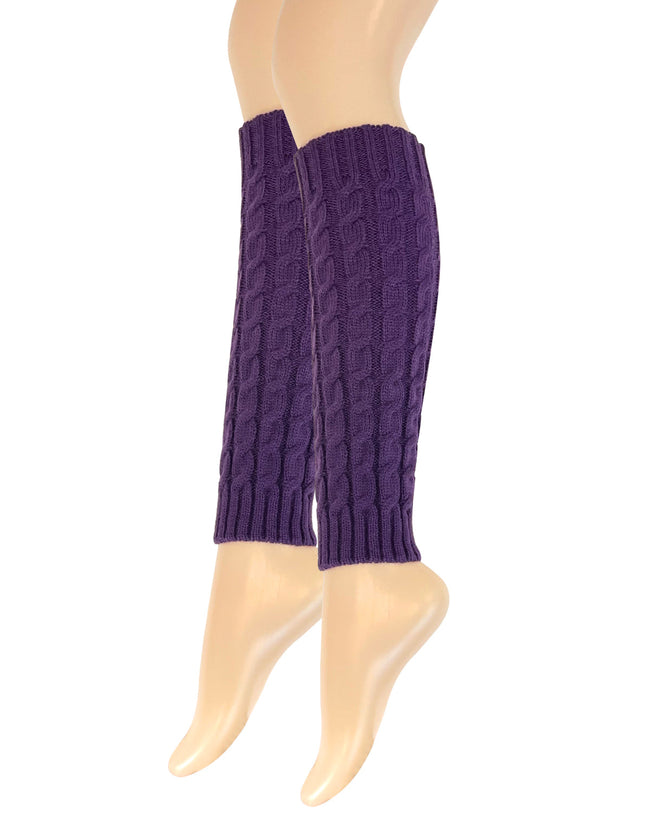 Wrapables Women's Cable Knit Leg Warmers, Purple