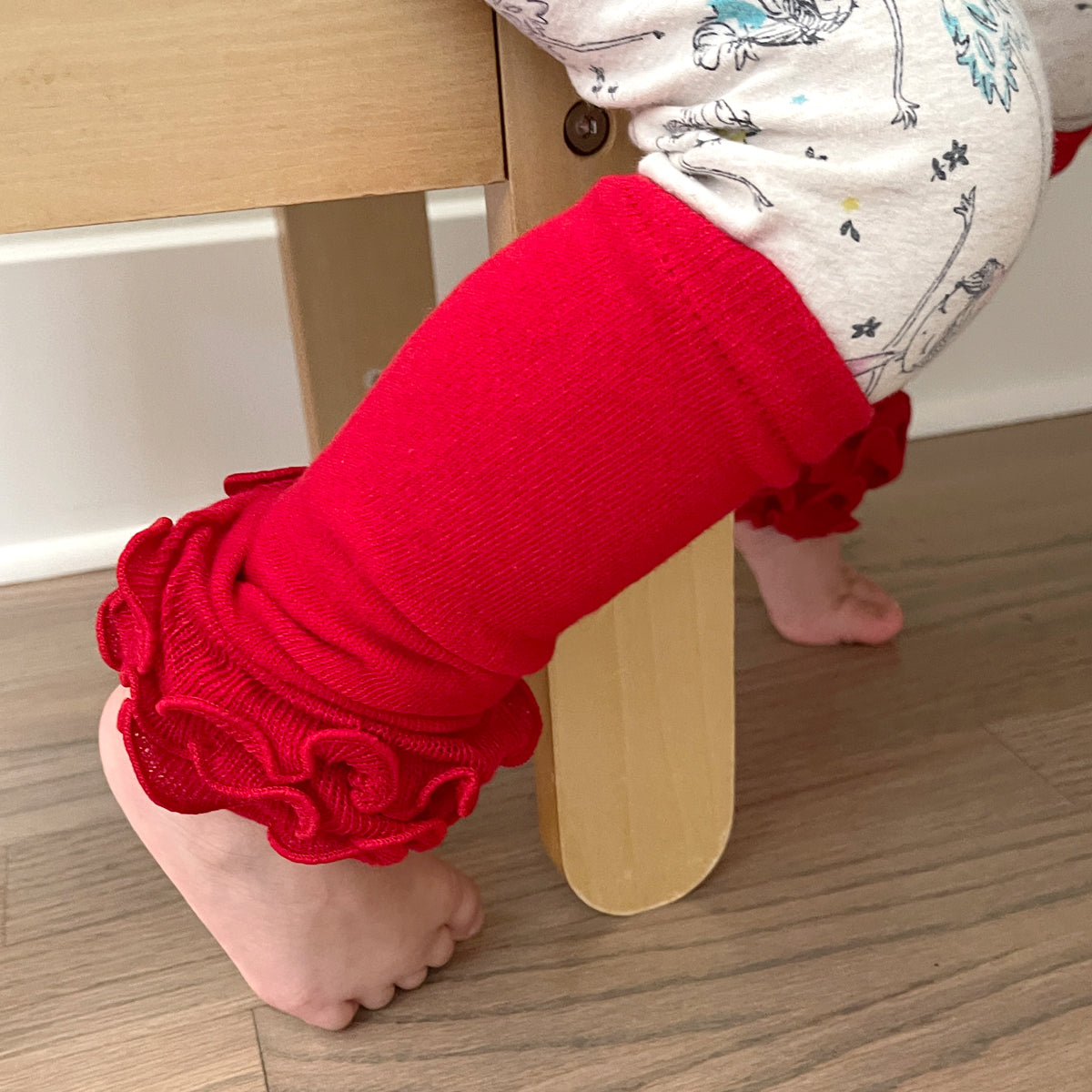 Wrapables Really Ruffly Baby & Toddler Leg Warmers, Red