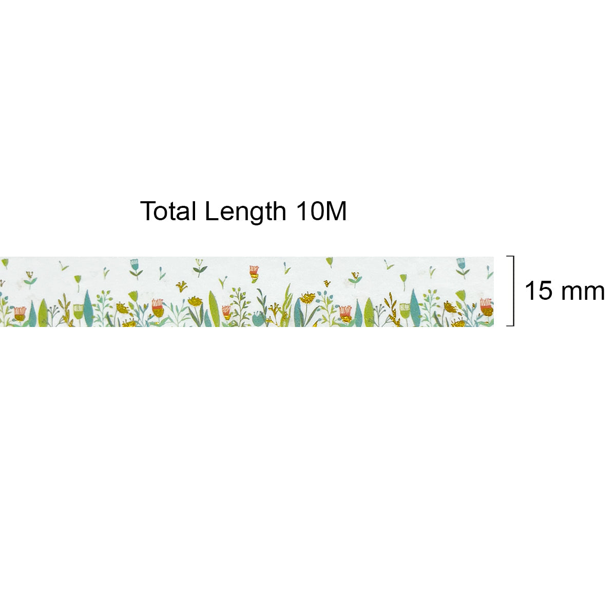 Wrapables Gold and Silver Foil Washi Masking Tape, Petite Floral, 15mm x 10M