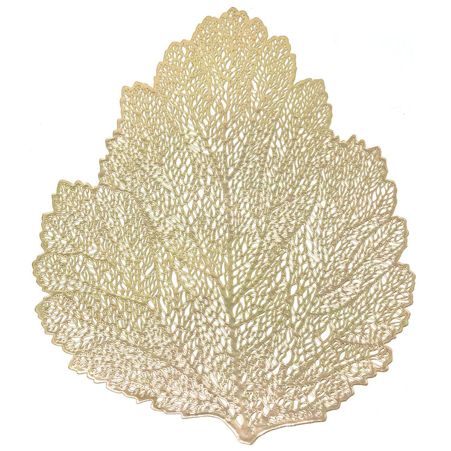 Wrapables Vinyl Metallic Colored Placemats for Weddings, Parties, Special Events (Set of 4), Champagne Leaf