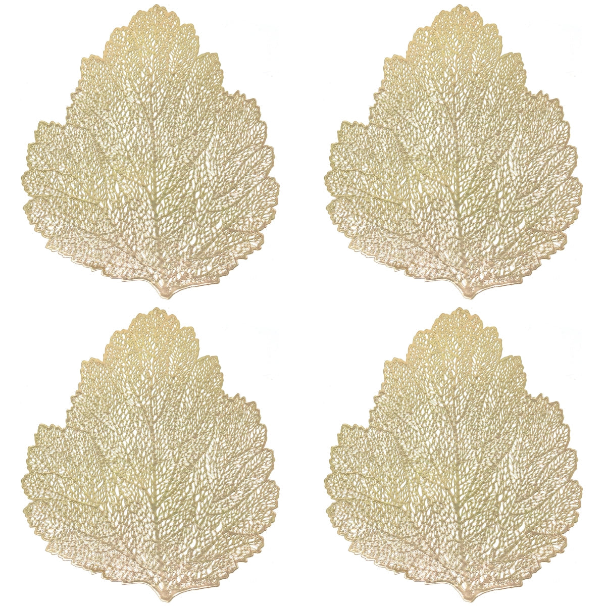 Wrapables Vinyl Metallic Colored Placemats for Weddings, Parties, Special Events (Set of 4), Champagne Leaf