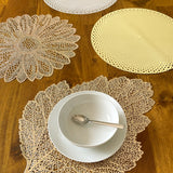 Wrapables Vinyl Metallic Colored Placemats for Weddings, Parties, Special Events (Set of 4), Champagne Leaf