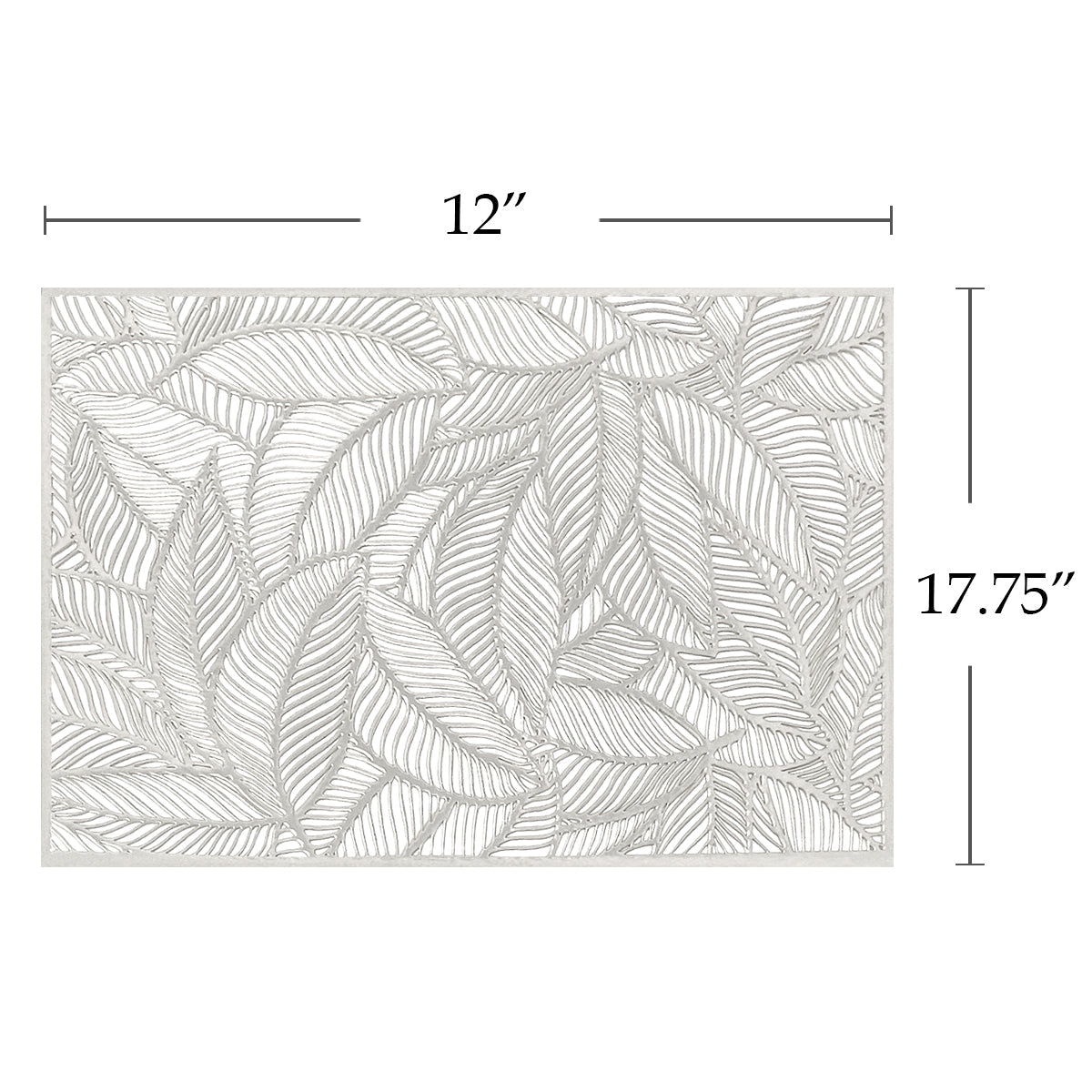 Wrapables Vinyl Metallic Colored Placemats for Weddings, Parties, Special Events (Set of 4), Silver Rectangle Leaves