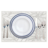 Wrapables Vinyl Metallic Colored Placemats for Weddings, Parties, Special Events (Set of 4), Silver Rectangle Leaves