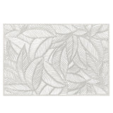 Wrapables Vinyl Metallic Colored Placemats for Weddings, Parties, Special Events (Set of 4), Silver Rectangle Leaves