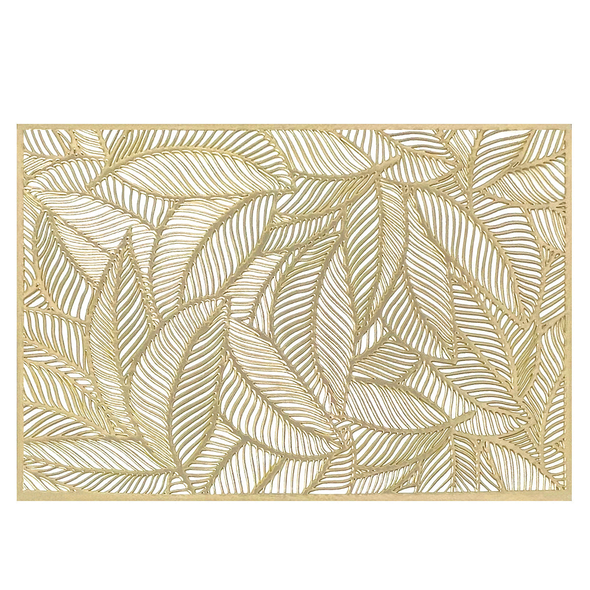 Wrapables Vinyl Metallic Colored Placemats for Weddings, Parties, Special Events (Set of 4), Champagne Rectangle Leaves