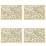 Wrapables Vinyl Metallic Colored Placemats for Weddings, Parties, Special Events (Set of 4), Champagne Rectangle Leaves