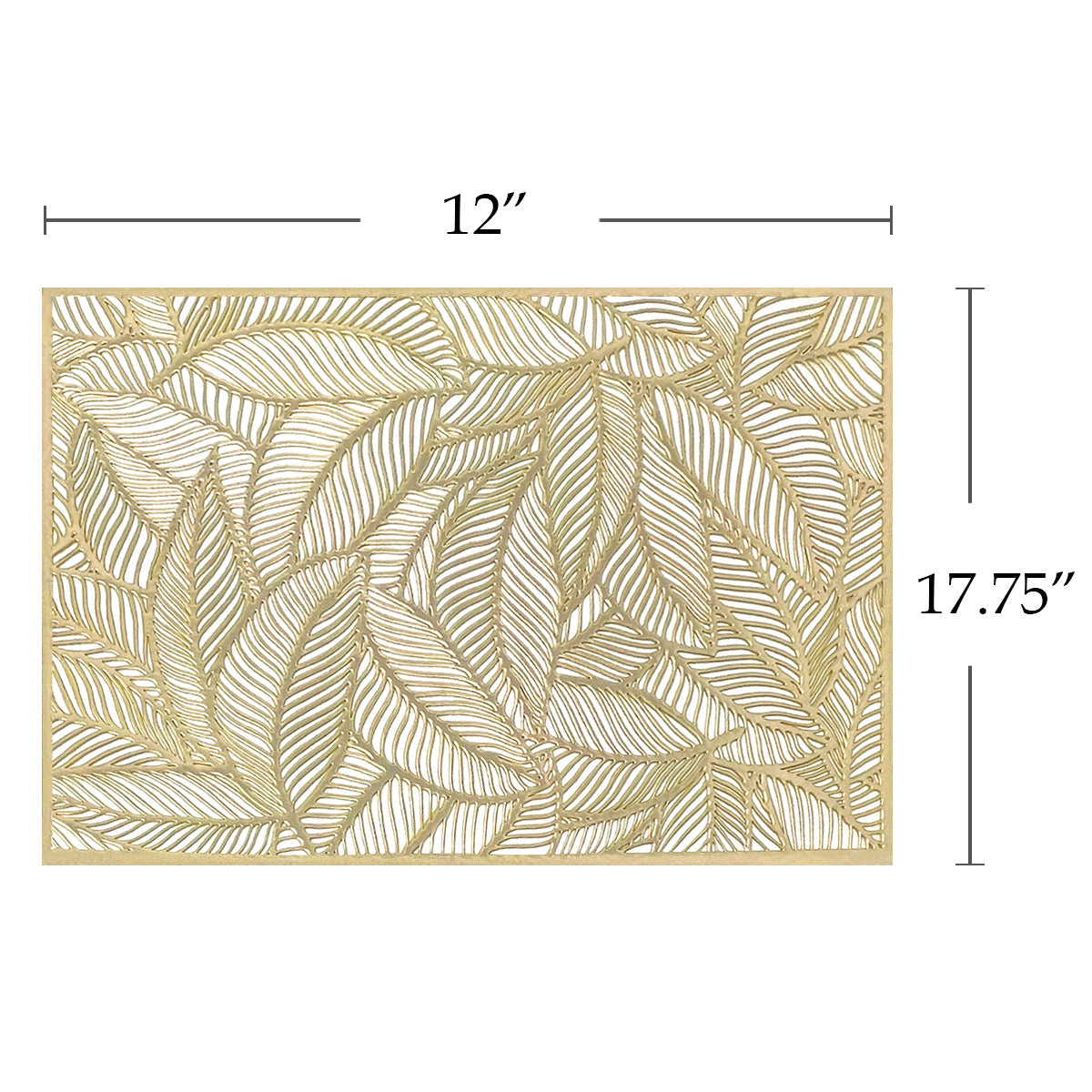 Wrapables Vinyl Metallic Colored Placemats for Weddings, Parties, Special Events (Set of 4), Champagne Rectangle Leaves