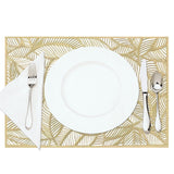 Wrapables Vinyl Metallic Colored Placemats for Weddings, Parties, Special Events (Set of 4), Champagne Rectangle Leaves