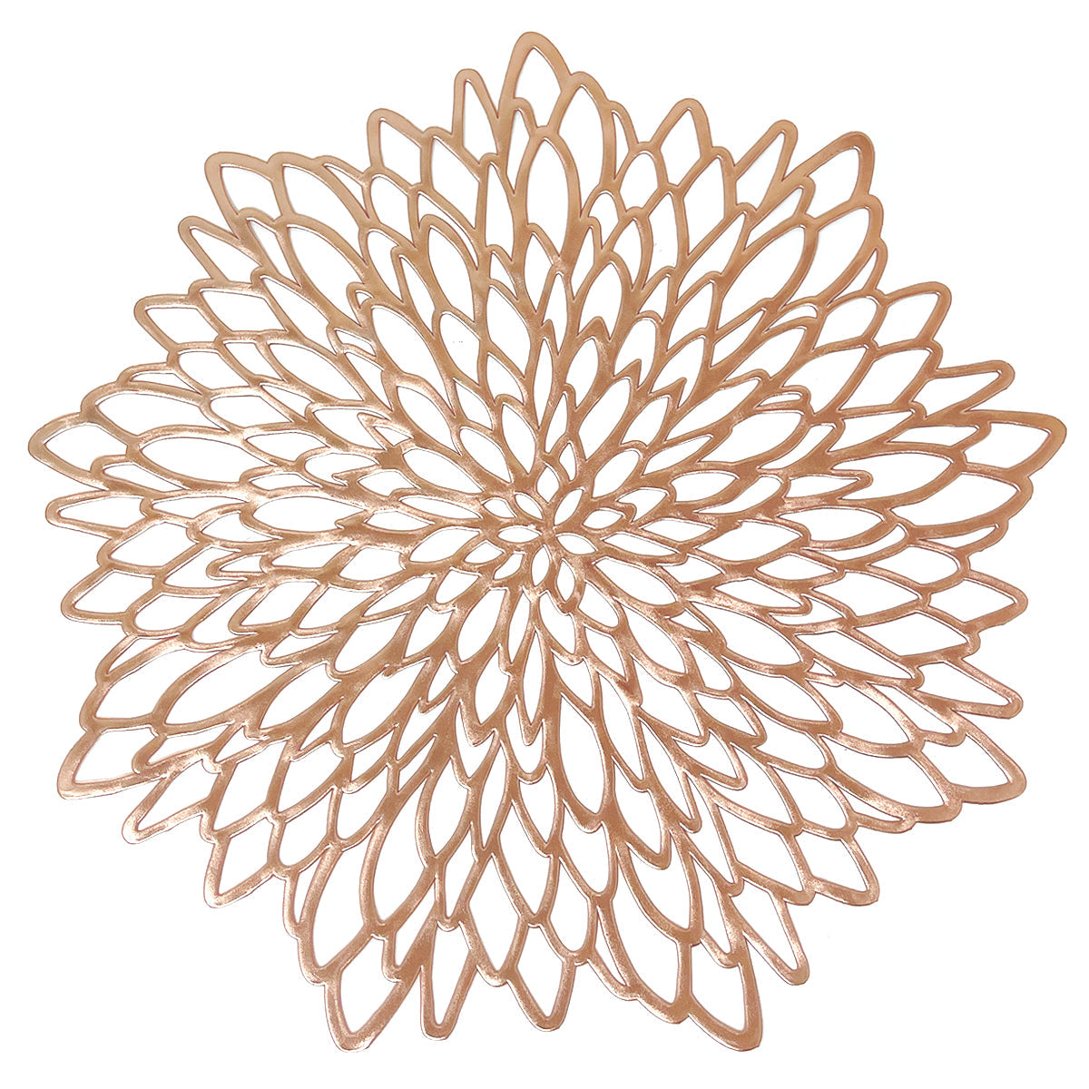 Wrapables Vinyl Metallic Colored Placemats for Weddings, Parties, Special Events (Set of 4), Rose Gold Blossom