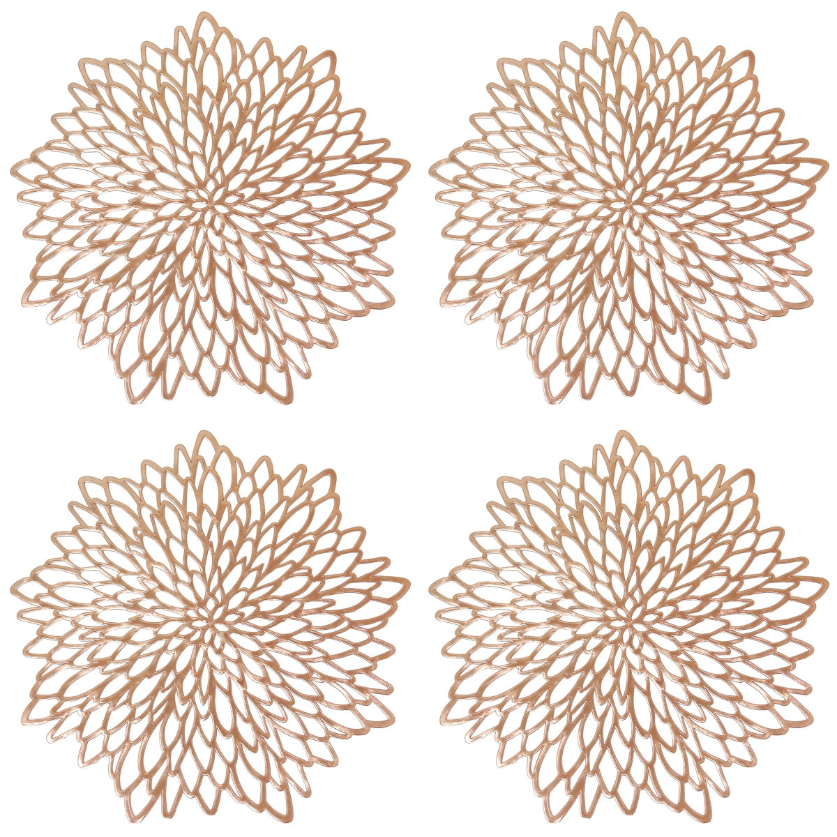 Wrapables Vinyl Metallic Colored Placemats for Weddings, Parties, Special Events (Set of 4), Rose Gold Blossom