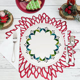 Wrapables Vinyl Metallic Colored Placemats for Weddings, Parties, Special Events (Set of 4), Red Blossom