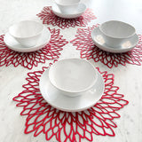 Wrapables Vinyl Metallic Colored Placemats for Weddings, Parties, Special Events (Set of 4), Red Blossom