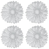 Wrapables Vinyl Metallic Colored Placemats for Weddings, Parties, Special Events (Set of 4), Silver Daisy