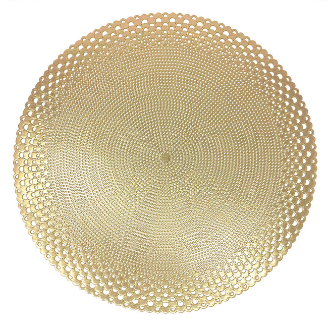 Wrapables Vinyl Metallic Colored Placemats for Weddings, Parties, Special Events (Set of 4), Champagne Round Dots