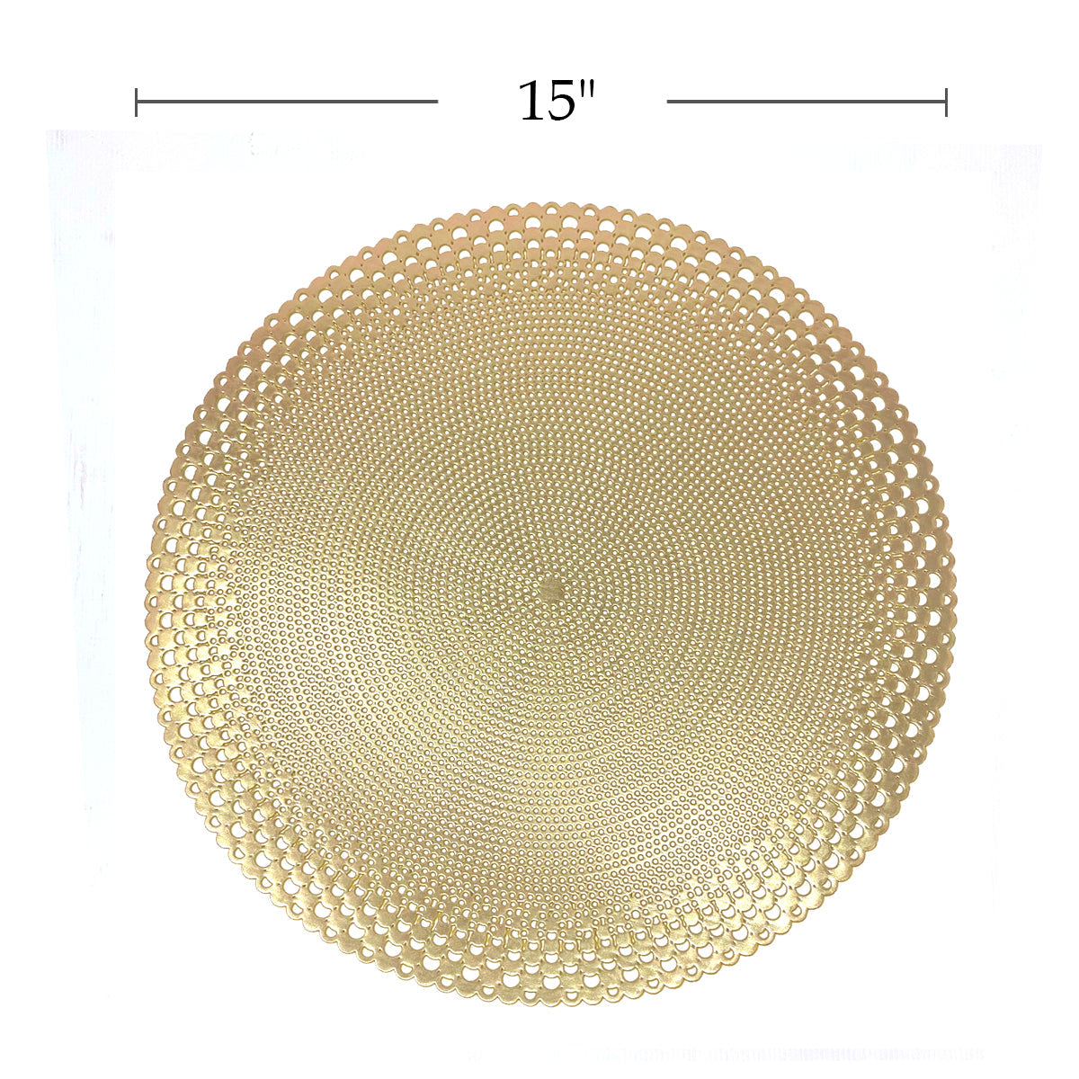 Wrapables Vinyl Metallic Colored Placemats for Weddings, Parties, Special Events (Set of 4), Champagne Round Dots