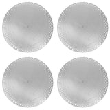 Wrapables Vinyl Metallic Colored Placemats for Weddings, Parties, Special Events (Set of 4), Silver Round Dots