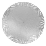 Wrapables Vinyl Metallic Colored Placemats for Weddings, Parties, Special Events (Set of 4), Silver Round Dots